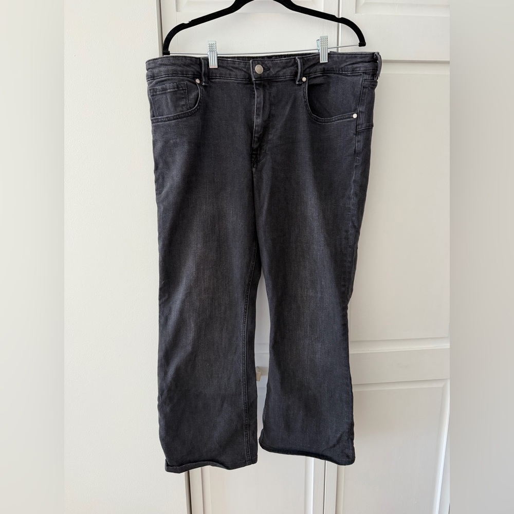 Zara Size 18 Gray Cropped Wide Leg Jeans High Rise Stretch Denim